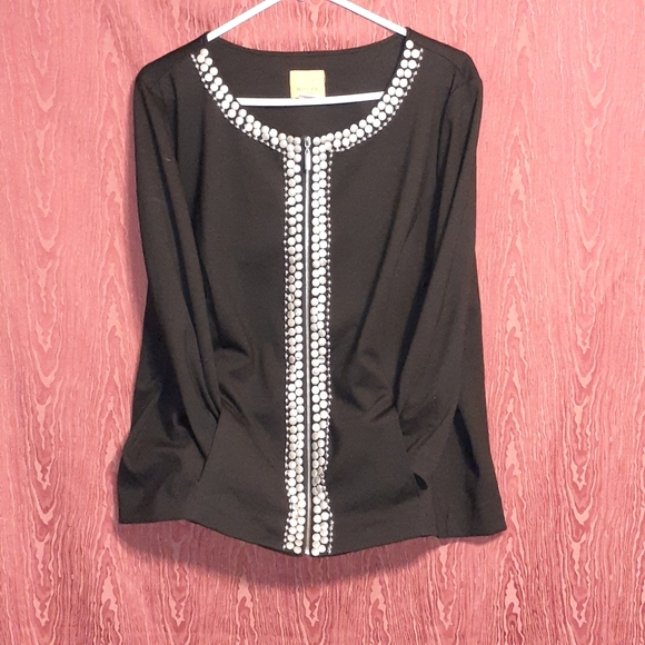 RUBY RD. WOMAN BLACK WITH SILVER TONE HARDWARE WOMEN'S BLOUSE SIZE 18W - Picture 4 of 8